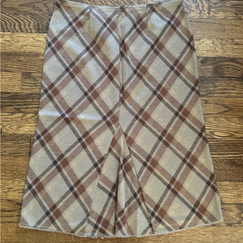 Express Brown and Tan Plaid Midi Skirt - Picture 4 of 6